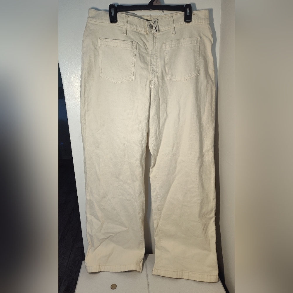 NWT Madewell The Perfect Vintage Cream Wide-Leg Denim Pants Size 32 #710